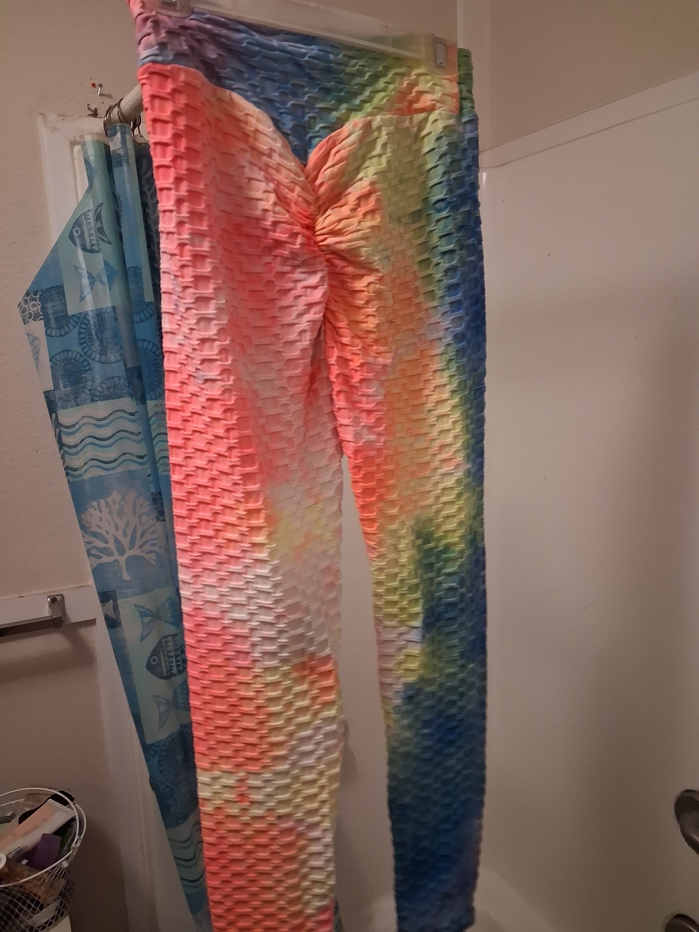 Women's Color Block Leggings in Pink & Blue